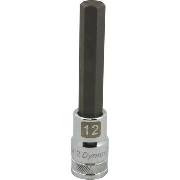 Tools 1/2" Drive Metric Hex Head, 12mm Long Bit, Chrome Finish Socket